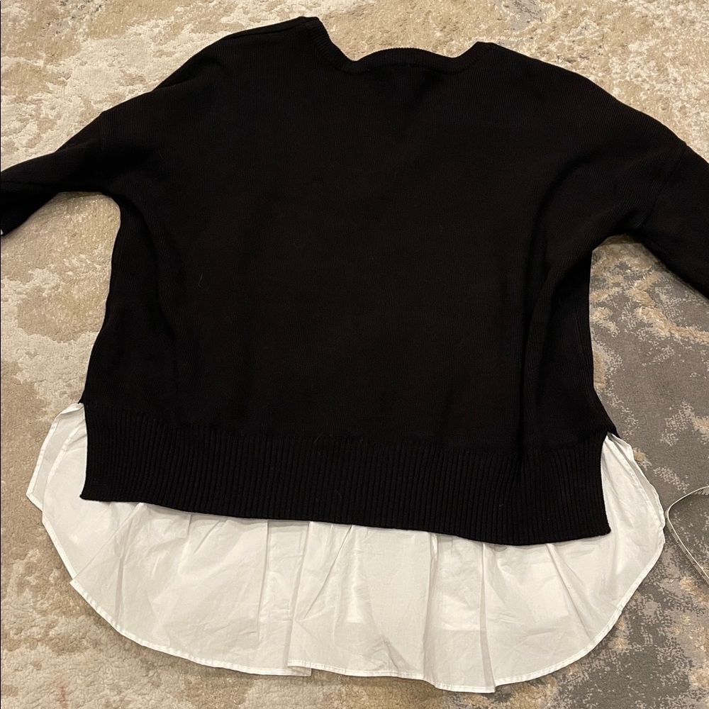 ANTHROPOLOGIE Women's TwoFer cutout layered black and white sweater M - Picture 8 of 13
